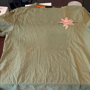 Scotch & Soda Olive Tee with Pink Floral Accent